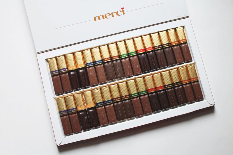 A box of Merci chocolates
