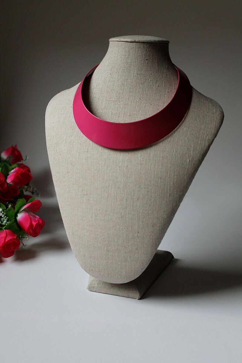 Bijou Brigitte statement fuchsia pink collar necklace