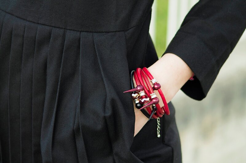 Fashion blogger Aurora Berill wearing spiked bracelets